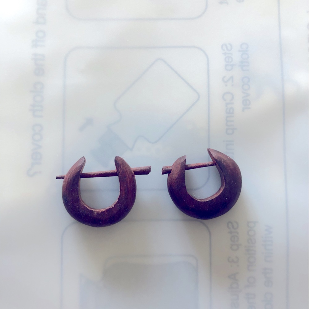 Wooden earrings hoops ethnic style